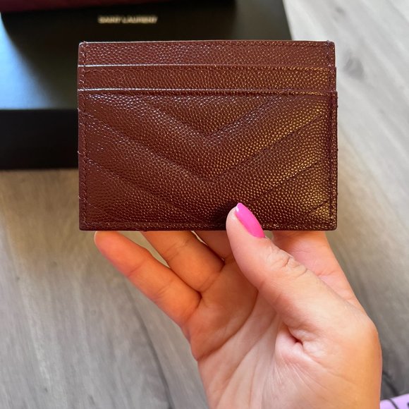 Saint Laurent Monogram Medium Envelope Purse with Matching Card Holder Burgundy - Picture 8 of 9